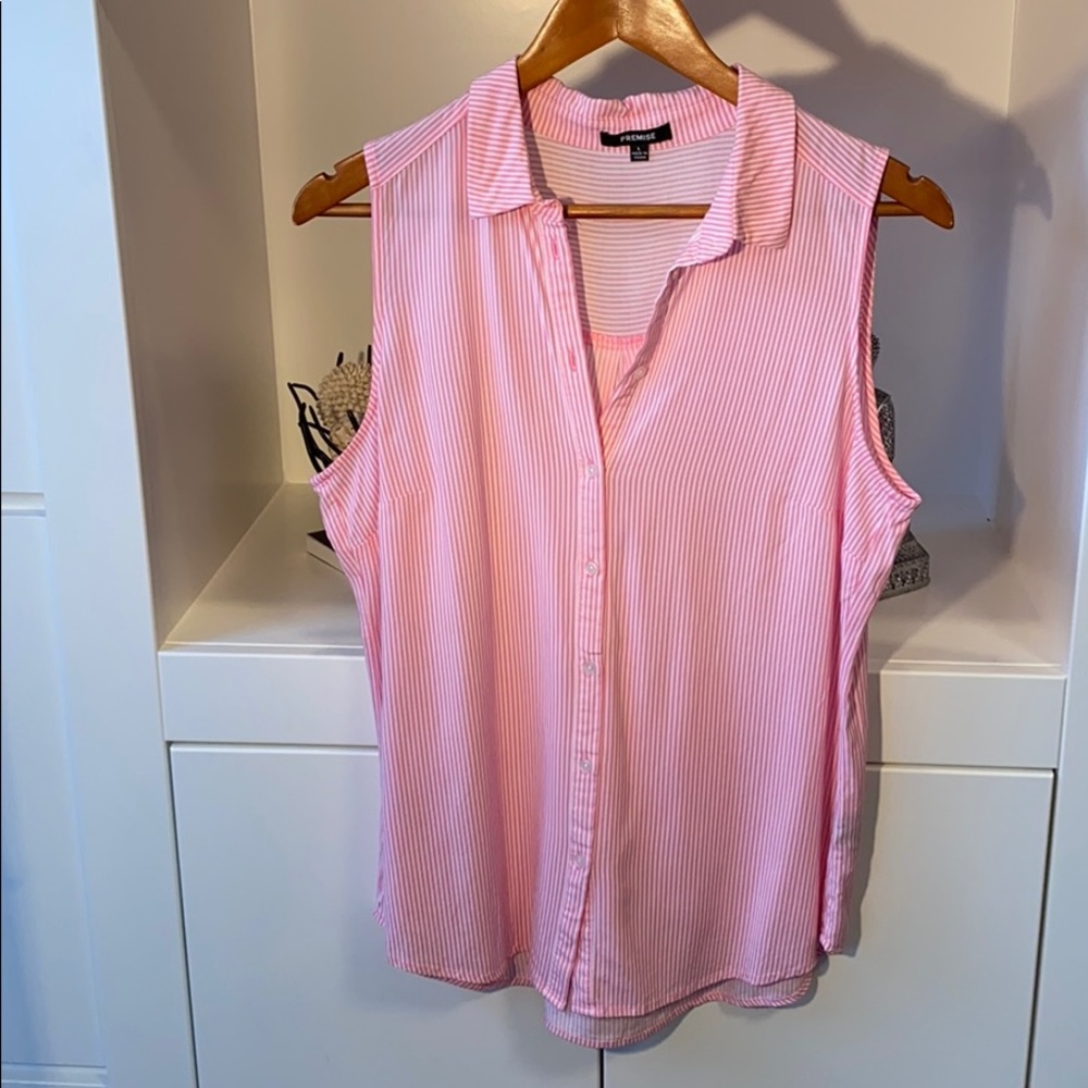 Premise button down sleeveless shirt